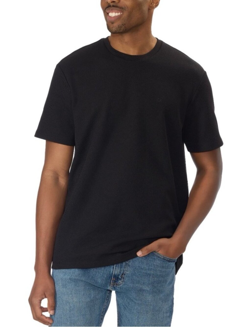 Calvin Klein Men’s Waffle Knit Tee Black XXL Short Sleeve Shirt